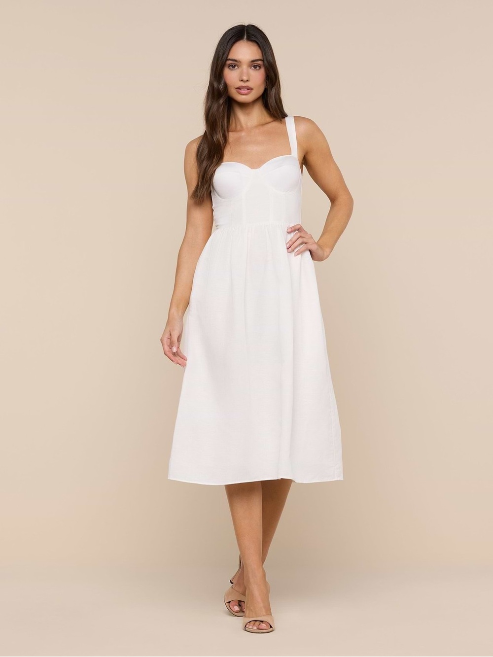 NWT! L'Agence Tiani Bustier Linen-Blend Dress - Picture 2 of 13